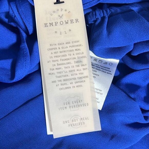 Cooper & Ella Women's Ruffled Butterfly Sleeves Blue Romper Size S NWT - Picture 8 of 12